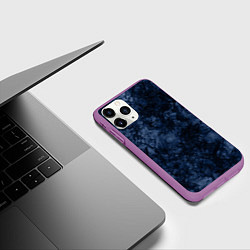 Чехол iPhone 11 Pro матовый Темно-синяя текстура камня, цвет: 3D-фиолетовый — фото 2
