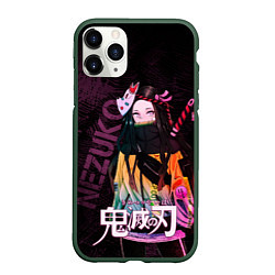 Чехол iPhone 11 Pro матовый Незуко Камадо Kimetsu no aiba, цвет: 3D-темно-зеленый