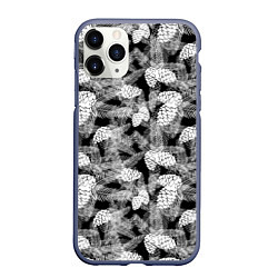Чехол iPhone 11 Pro матовый Черно-белый узор шишки, цвет: 3D-серый