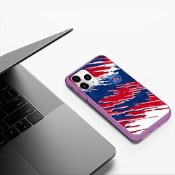 Чехол iPhone 11 Pro матовый ФК ПСЖ PARIS SAINT GERMAIN, цвет: 3D-фиолетовый — фото 2