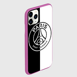 Чехол iPhone 11 Pro матовый ФК ПСЖ PSG BLACK & WHITE, цвет: 3D-фиолетовый — фото 2