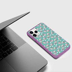 Чехол iPhone 11 Pro матовый Воланы на ментоловом, цвет: 3D-фиолетовый — фото 2