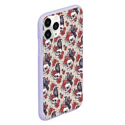 Чехол iPhone 11 Pro матовый Skull raven, цвет: 3D-светло-сиреневый — фото 2
