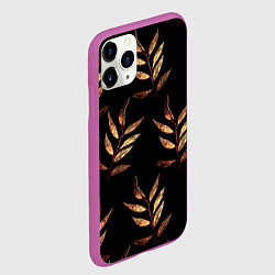 Чехол iPhone 11 Pro матовый Золотисто-красные листья, цвет: 3D-фиолетовый — фото 2