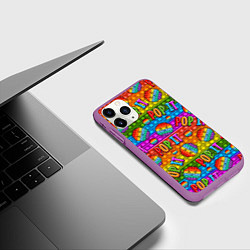 Чехол iPhone 11 Pro матовый POP IT SMILE ПОП ИТ ПУПЫРКА, цвет: 3D-фиолетовый — фото 2