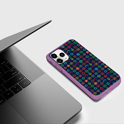 Чехол iPhone 11 Pro матовый Морской разноцветный узор, цвет: 3D-фиолетовый — фото 2