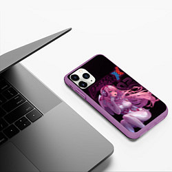 Чехол iPhone 11 Pro матовый Zero Two в наушниках, цвет: 3D-фиолетовый — фото 2