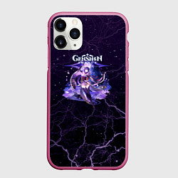 Чехол iPhone 11 Pro матовый Genshin Impact - Raiden Shogun, цвет: 3D-малиновый