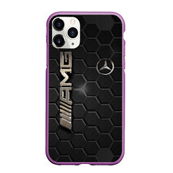 Чехол iPhone 11 Pro матовый MERCEDES LOGO BRONZE, цвет: 3D-фиолетовый