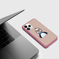 Чехол iPhone 11 Pro матовый Умная птица, цвет: 3D-малиновый — фото 2