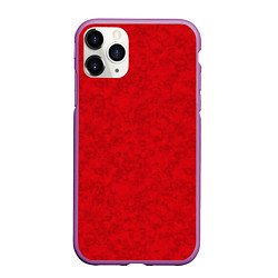 Чехол iPhone 11 Pro матовый Ярко-красный мраморный узор, цвет: 3D-фиолетовый