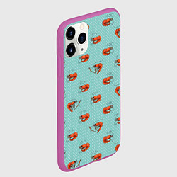 Чехол iPhone 11 Pro матовый Креветки паттерн, цвет: 3D-фиолетовый — фото 2