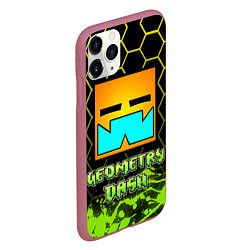 Чехол iPhone 11 Pro матовый Geometry Dash, цвет: 3D-малиновый — фото 2