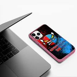 Чехол iPhone 11 Pro матовый Geometry Dash Red Blue, цвет: 3D-малиновый — фото 2