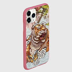 Чехол iPhone 11 Pro матовый Тигр в облаках, цвет: 3D-малиновый — фото 2