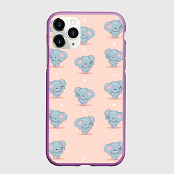 Чехол iPhone 11 Pro матовый Слоники, цвет: 3D-фиолетовый
