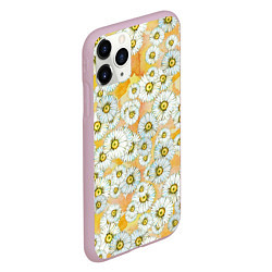 Чехол iPhone 11 Pro матовый Раз - ромашка, два - ромашка, цвет: 3D-розовый — фото 2