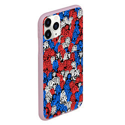Чехол iPhone 11 Pro матовый Бело-сине-красные матрёшки, цвет: 3D-розовый — фото 2