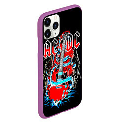 Чехол iPhone 11 Pro матовый ACDC гитара, цвет: 3D-фиолетовый — фото 2