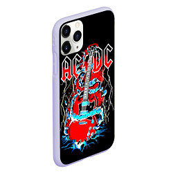 Чехол iPhone 11 Pro матовый ACDC гитара, цвет: 3D-светло-сиреневый — фото 2