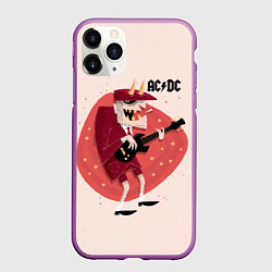 Чехол iPhone 11 Pro матовый Ангус Янг ACDC, цвет: 3D-фиолетовый