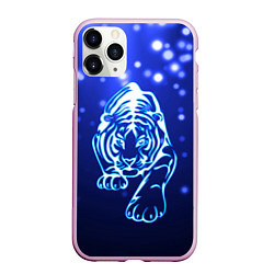 Чехол iPhone 11 Pro матовый Неоновый тигр, цвет: 3D-розовый