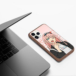 Чехол iPhone 11 Pro матовый Zero Two Darling in the Franxx, цвет: 3D-коричневый — фото 2