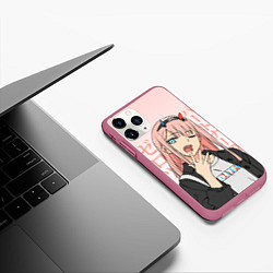 Чехол iPhone 11 Pro матовый Zero Two Darling in the Franxx, цвет: 3D-малиновый — фото 2