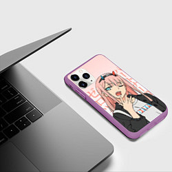 Чехол iPhone 11 Pro матовый Zero Two Darling in the Franxx, цвет: 3D-фиолетовый — фото 2