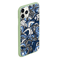 Чехол iPhone 11 Pro матовый Синий камуфляж с щупальцами, цвет: 3D-салатовый — фото 2