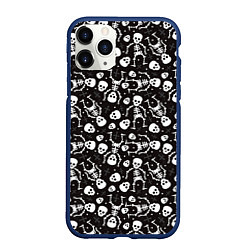 Чехол iPhone 11 Pro матовый Скелеты, цвет: 3D-тёмно-синий