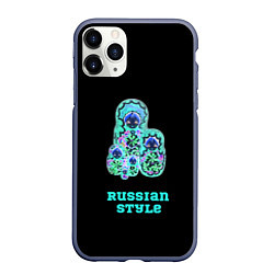 Чехол iPhone 11 Pro матовый Русский стиль матрешка, цвет: 3D-серый