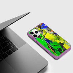 Чехол iPhone 11 Pro матовый Брызги красок Grunge Paints, цвет: 3D-фиолетовый — фото 2