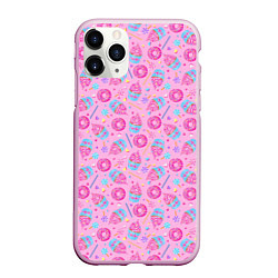 Чехол iPhone 11 Pro матовый Сласти, цвет: 3D-розовый