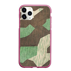 Чехол iPhone 11 Pro матовый Камуфляж хаки армейский, цвет: 3D-малиновый