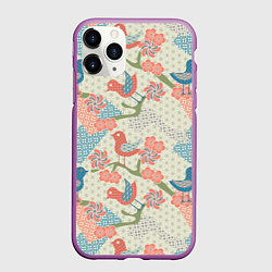 Чехол iPhone 11 Pro матовый Традиционный японский орнамент, цвет: 3D-фиолетовый
