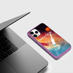 Чехол iPhone 11 Pro матовый Space X, цвет: 3D-фиолетовый — фото 2