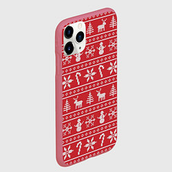 Чехол iPhone 11 Pro матовый Новогодний атрибуты, цвет: 3D-малиновый — фото 2