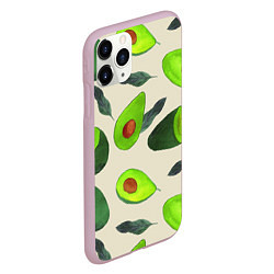Чехол iPhone 11 Pro матовый Авокадо - фруктовый паттерн, цвет: 3D-розовый — фото 2