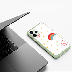 Чехол iPhone 11 Pro матовый Красочное детство, цвет: 3D-салатовый — фото 2