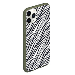 Чехол iPhone 11 Pro матовый Черно-белый полосатый тигровый, цвет: 3D-темно-зеленый — фото 2