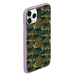 Чехол iPhone 11 Pro матовый Охотник камуфляж из зверей, цвет: 3D-сиреневый — фото 2