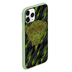 Чехол iPhone 11 Pro матовый Обезьяна из листьев, цвет: 3D-салатовый — фото 2
