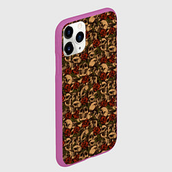 Чехол iPhone 11 Pro матовый Черепа в Розах, цвет: 3D-фиолетовый — фото 2