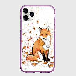 Чехол iPhone 11 Pro матовый ЛИСА В ЛИСТЬЯХ ОСЕННЕЕ НАСТРОЕНИЕ FOX IN THE FORES, цвет: 3D-фиолетовый