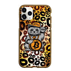 Чехол iPhone 11 Pro матовый BitCoin кот, цвет: 3D-коричневый