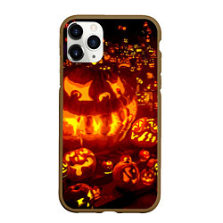 Чехол iPhone 11 Pro матовый Тыквы на Хэллоуин, цвет: 3D-коричневый