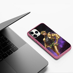 Чехол iPhone 11 Pro матовый Дио Брандо Космический из ДЖО джо, цвет: 3D-малиновый — фото 2