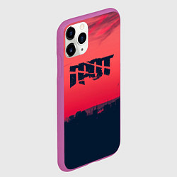 Чехол iPhone 11 Pro матовый ГРОТ ЛОГО НА ФОНЕ ЗАКАТА, цвет: 3D-фиолетовый — фото 2