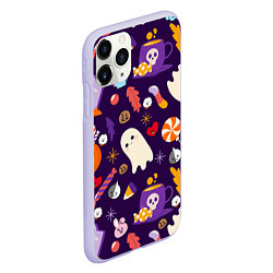 Чехол iPhone 11 Pro матовый HALLOWEEN BTS BT21 PATTERN БТ21 БТС ХЕЛЛОУИН, цвет: 3D-светло-сиреневый — фото 2